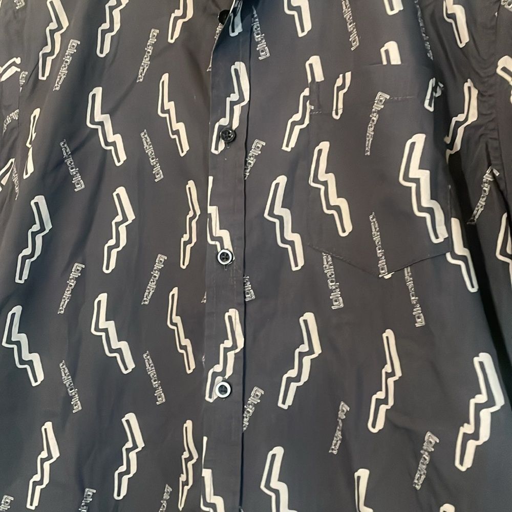 Strata Lollapalooza Grey Novelty Button Down Short Sleeve Shirt  Sz L - Picture 3 of 7